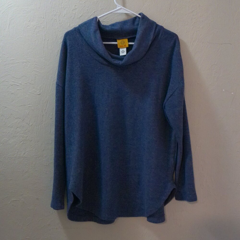 Ruby Rd. Blue Cowl Neck Knit Top | Long Sleeve Soft Stretch | Size M
